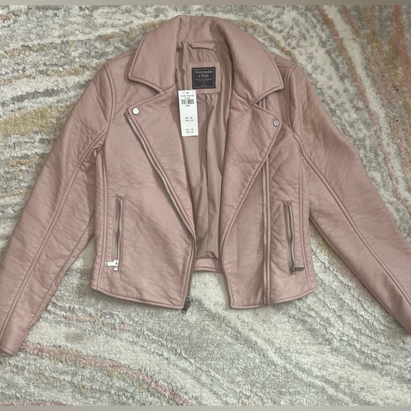 Abercrombie & Fitch Light Pink Leather Jacket - Picture 2 of 4
